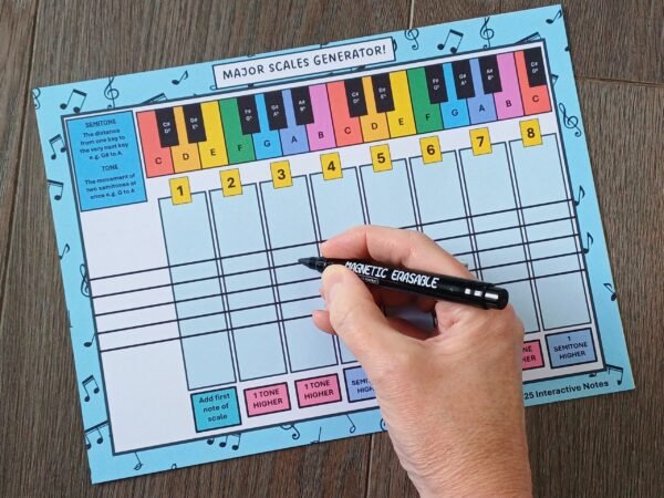 Major Scale Generator Magnetic Write and Wipe Board