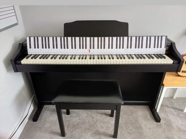 88 Note Piano Template with Numbered and Named Keys