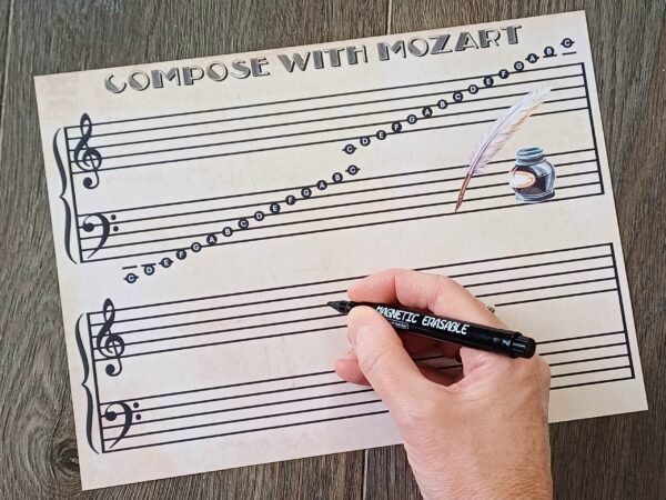 'Compose with Mozart' Write and Wipe Magnetic Note Learning Board