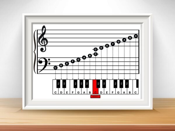 Two Octave Note Poster with Piano Guide