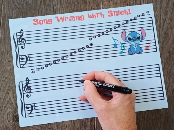 'Song Writing with Stitch' Write and Wipe Magnetic Note Learning Board