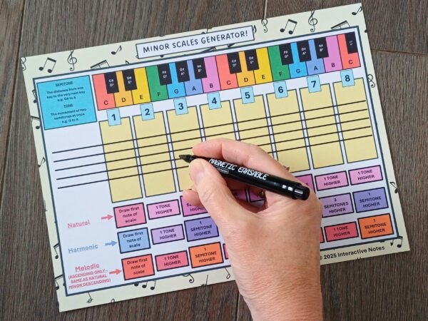 Minor Scale Generator Magnetic Write and Wipe Board