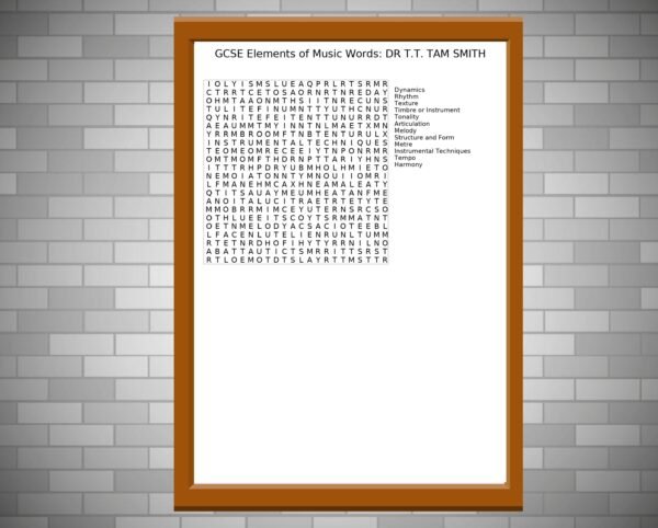 GCSE Music Wordsearch on Elements of Music