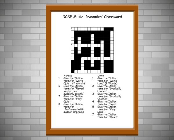 GCSE Music Crossword on Dynamics