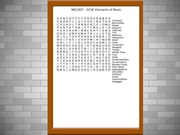 GCSE Music Wordsearch on Melody