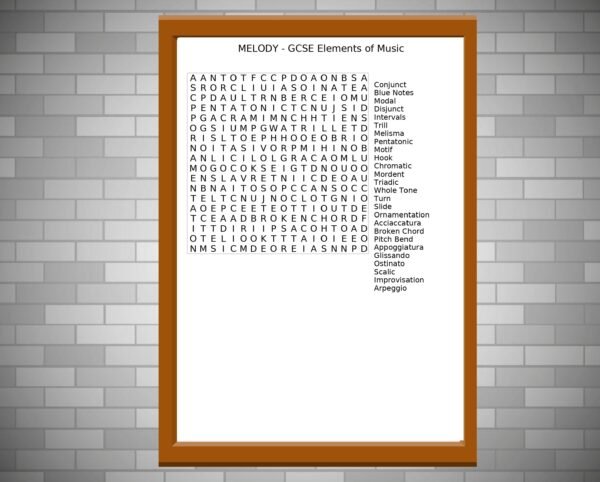 GCSE Music Wordsearch on Melody