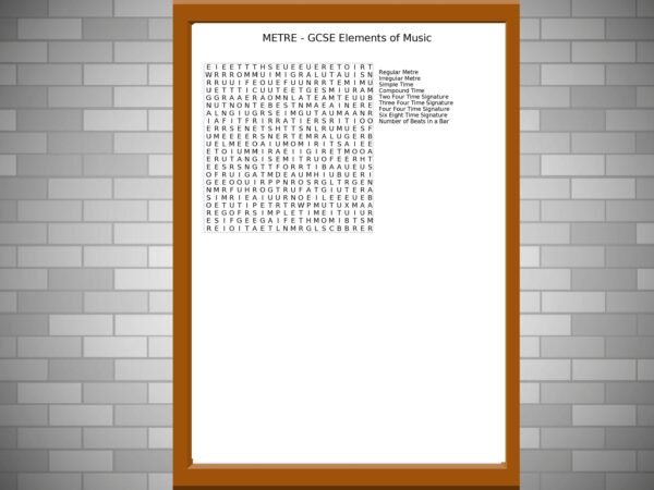 GCSE Music Wordsearch on Metre