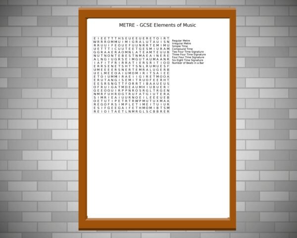 GCSE Music Wordsearch on Metre