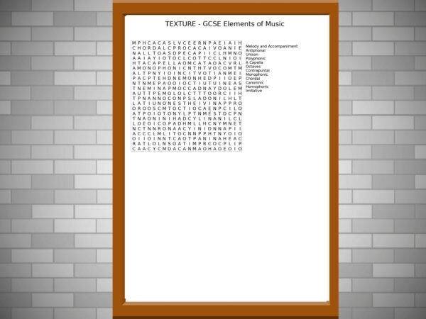GCSE Music Wordsearch on Texture