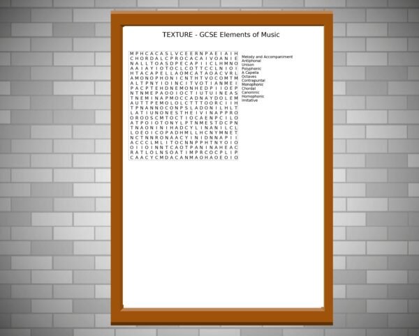 GCSE Music Wordsearch on Texture